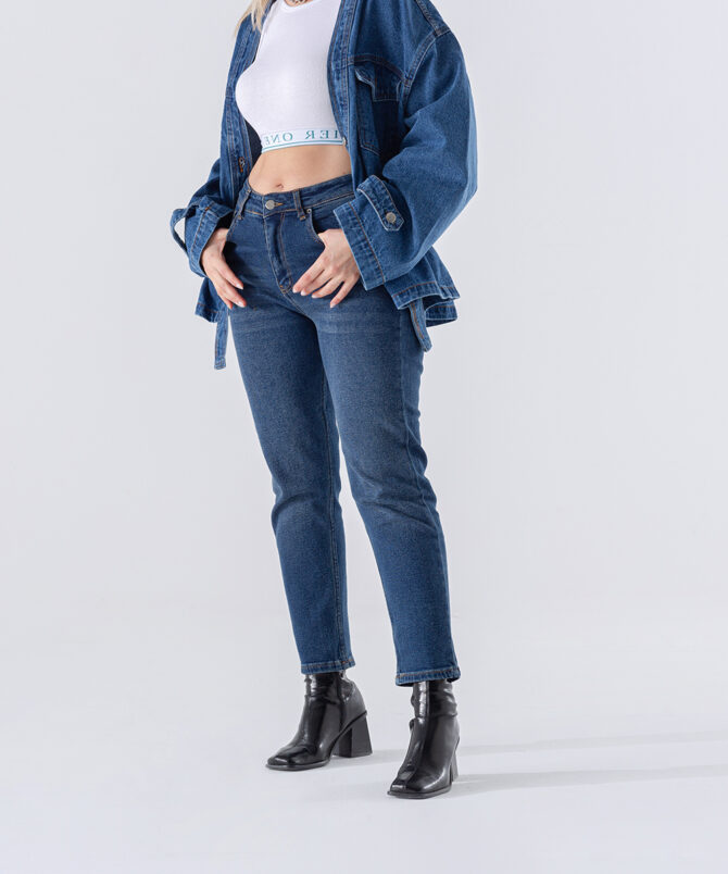 Denim Kumaş Kot Pantolon - Mavi - Görsel 4