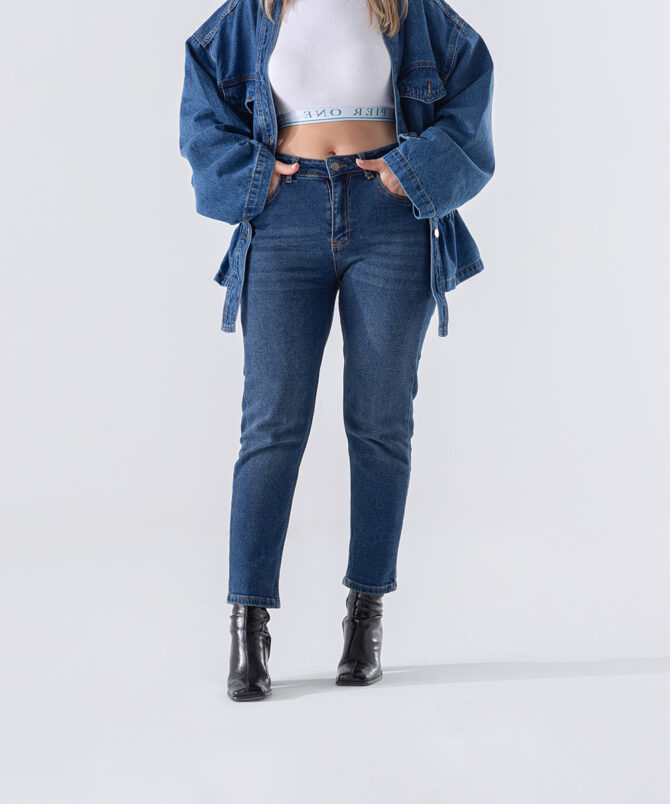 Denim Kumaş Kot Pantolon - Mavi - Görsel 3