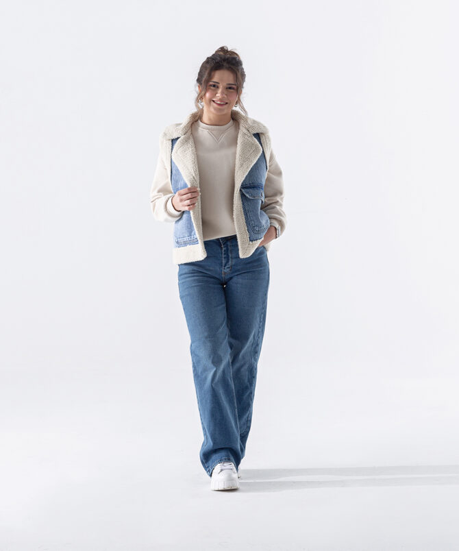 Denim Kumaş Wide Leg Kot Pantolon - Mavi
