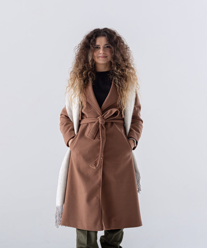 Kaşe Kumaş Allerli Kaban – Taba