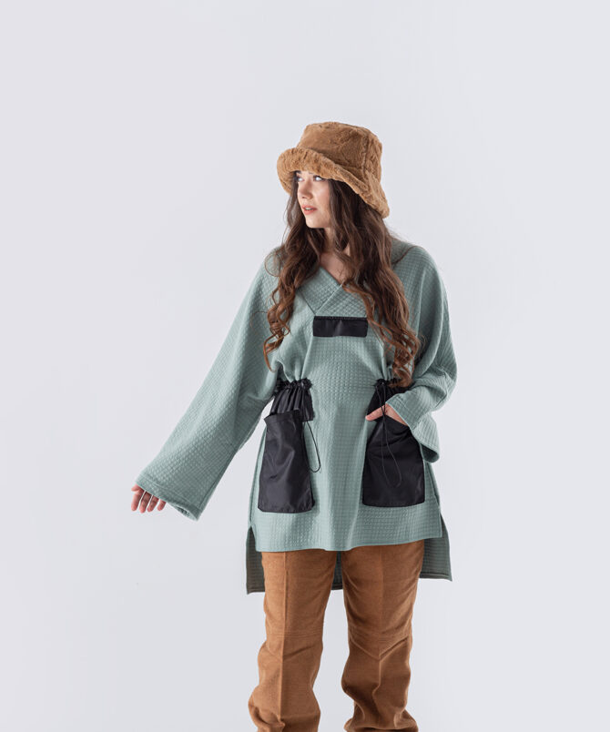 Petek Kumaş Garnili Oversize Sweatshirt – Mint Yeşili