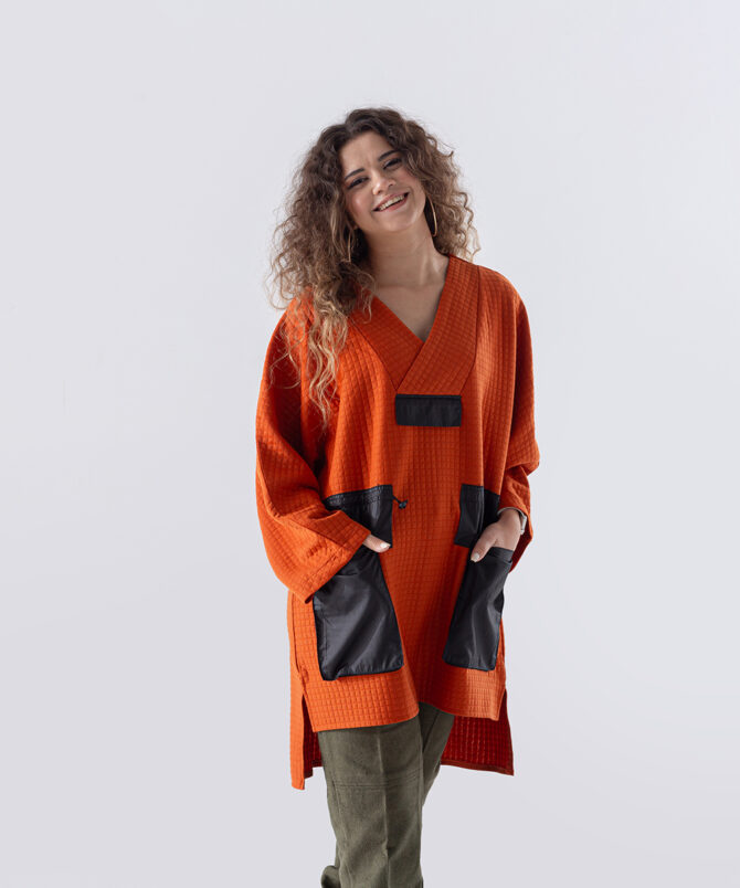 Petek Kumaş Garnili Oversize Sweatshirt – Tarçın