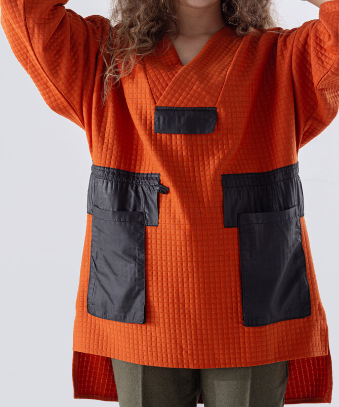 Petek Kumaş Garnili Oversize Sweatshirt – Tarçın - Görsel 2
