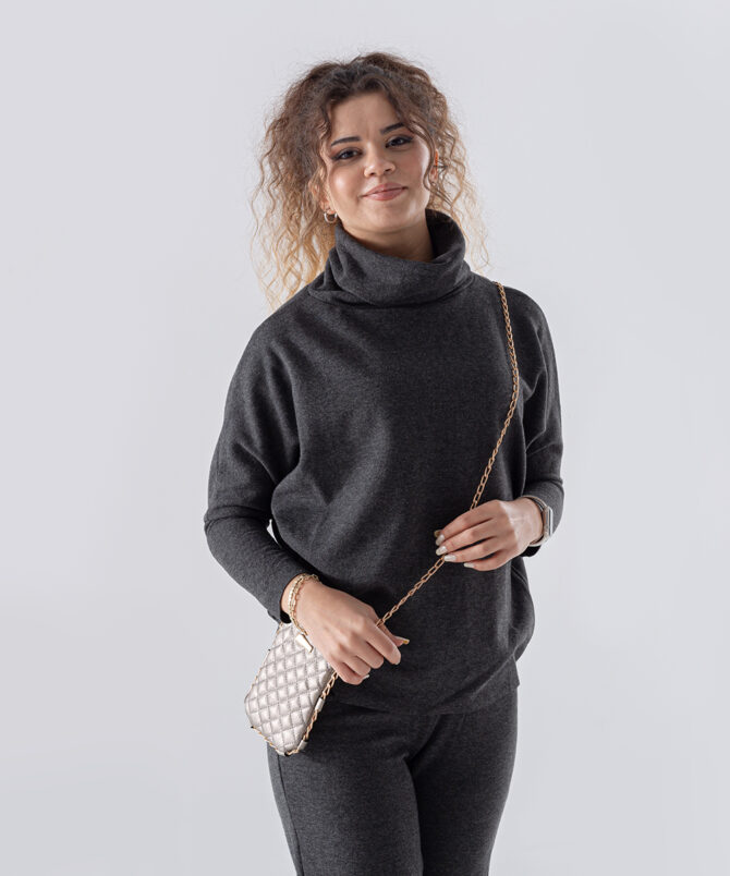 Selanik Kumaş Degaje Yaka Takım - Siyah - Görsel 4