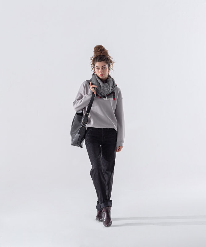 Üç İplik Karyokalı Sıfır Yaka Sweatshirt - Gri