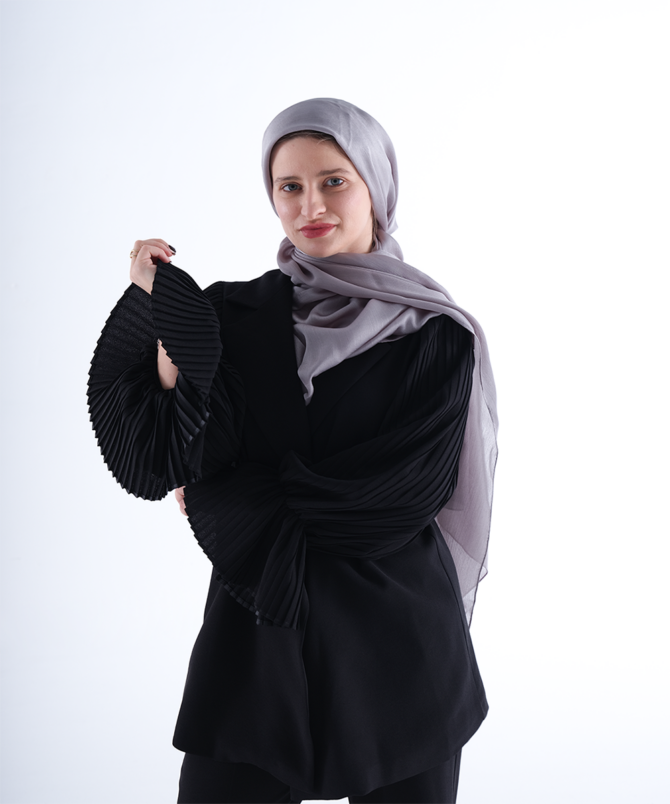 Kolu Piliseli Krep Takım - Siyah - Görsel 5