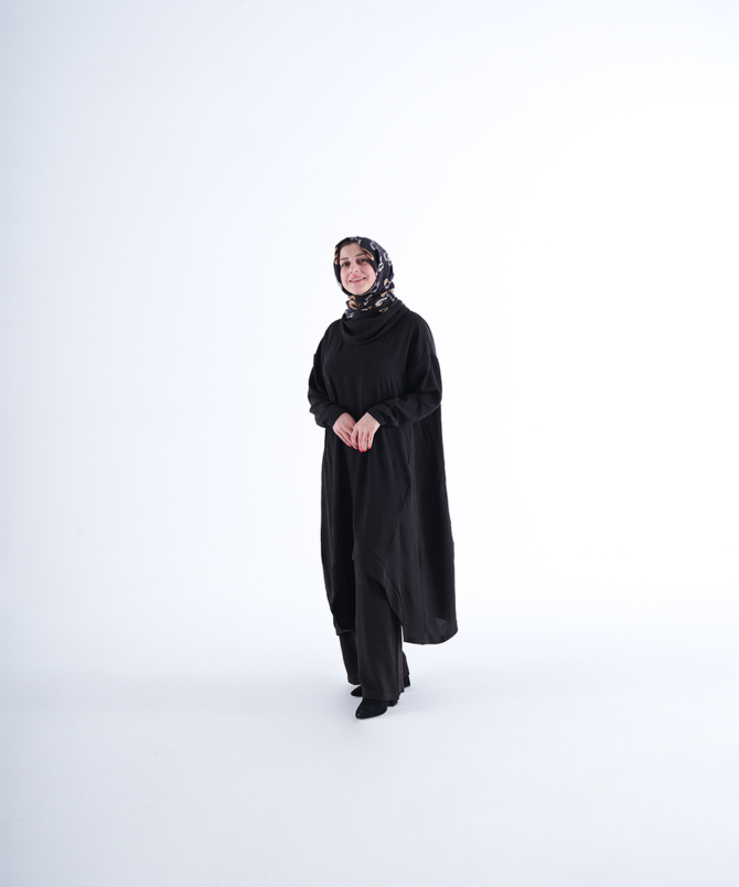 Krep Kumaş İkili Takım - Siyah