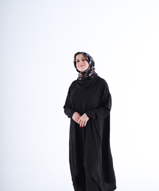 Krep Kumaş İkili Takım - Siyah - Görsel 4