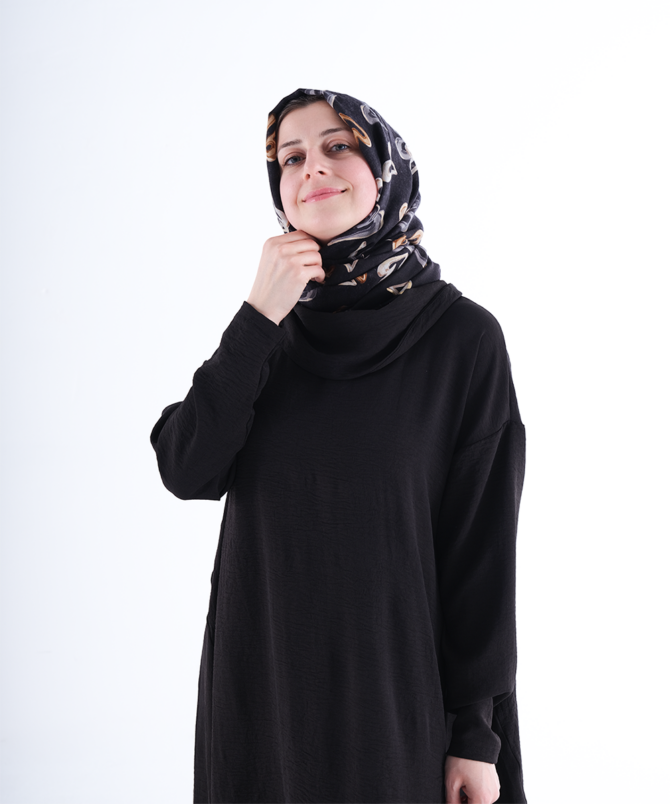Krep Kumaş İkili Takım - Siyah - Görsel 5