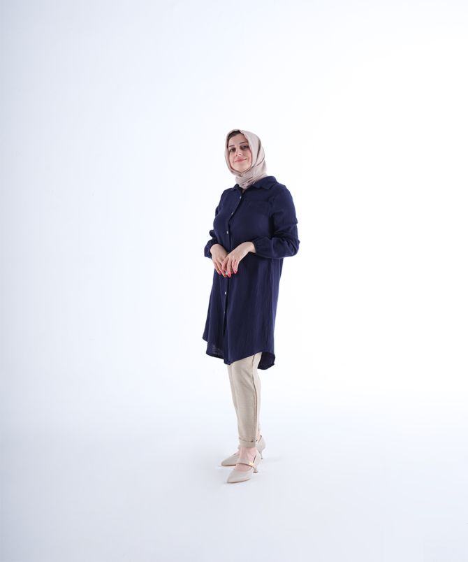 Pamuklu Tunik Gömlek - Lacivert