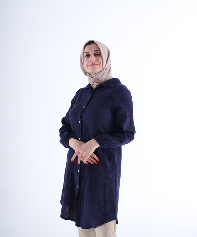 Pamuklu Tunik Gömlek - Lacivert - Görsel 2