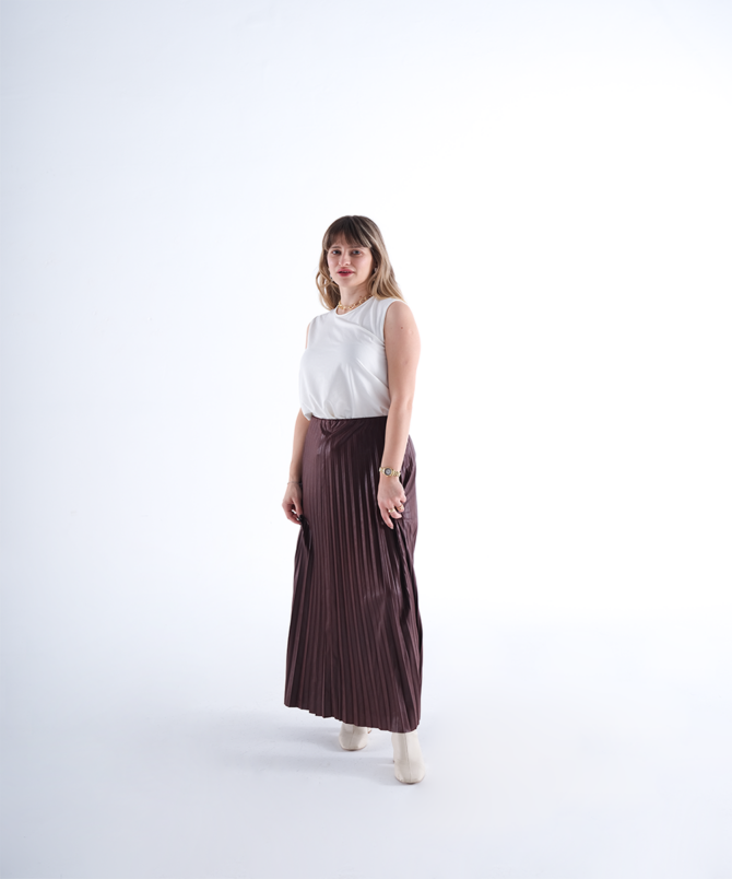 Piliseli Etek - Bordo - Görsel 3