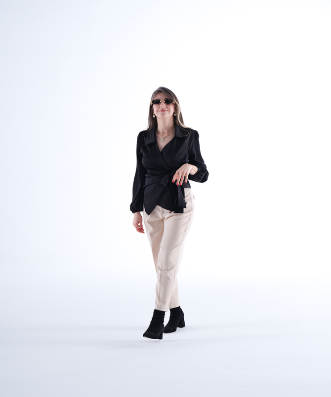 Saten Gömlek - Siyah
