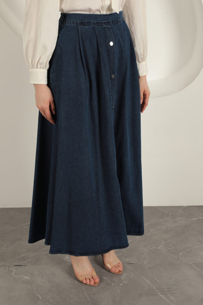 Denim Kumaş Yelekli Takım - Lacivert - Görsel 14