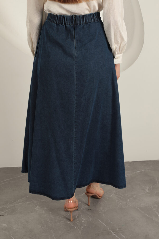Denim Kumaş Yelekli Takım - Lacivert - Görsel 15