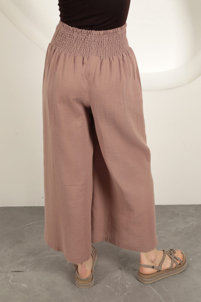 Müslin Kumaş Bol Pantolon - Vizon - Görsel 8